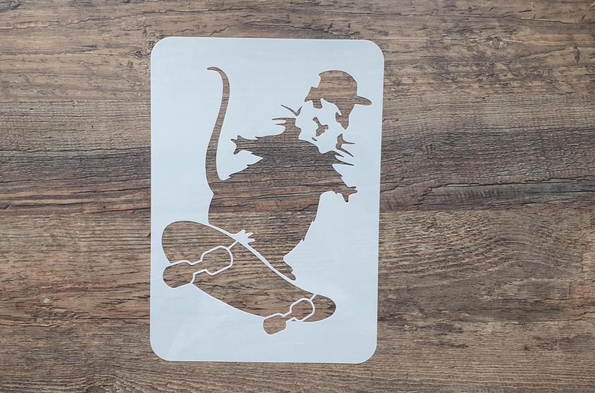 Schablone Painting Maus auf Skateboard DIN A 4
